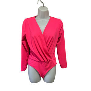 Fashion House Women's Pink V-Neck Body Suit Pre-Owned #1346